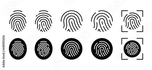 Fingerprint icon. Fingerprint scan icon sign. Thumbprint scanning, biometric, access, security, protection thin line icon symbol. Vector illustration