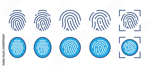Fingerprint icon. Fingerprint scan icon sign. Thumbprint scanning, biometric, access, security, protection thin line icon symbol. Vector illustration