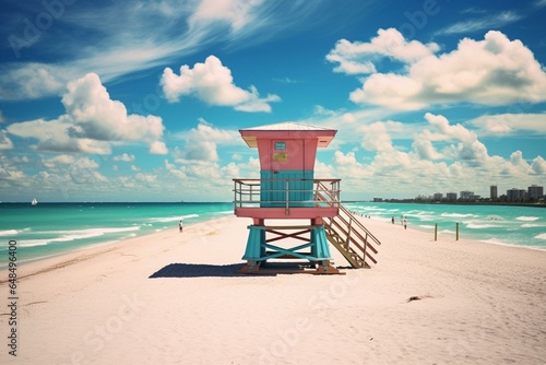 Beautiful beach in Florida. Generative AI © Rosamund