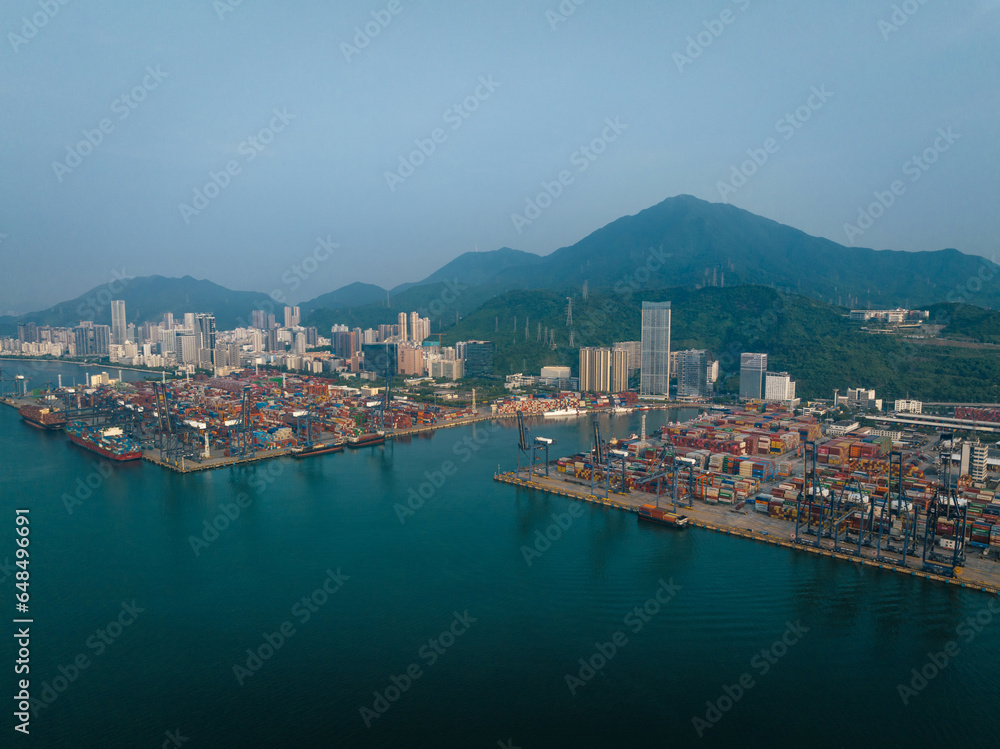 Aerial view of Yantian international container terminal in Shenzhen city, China