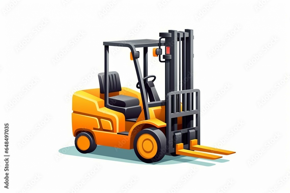 Isolated forklift for warehouse and factory; used for lifting goods and boxes. Generative AI