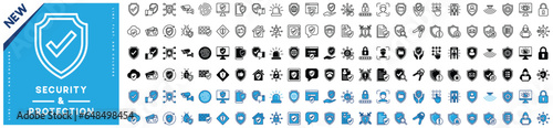 Safety, security, protection icons collection. Cyberspace, internet, digital, network, computer, app, website, device, online, technology and other. Editable stroke. Vector illustration