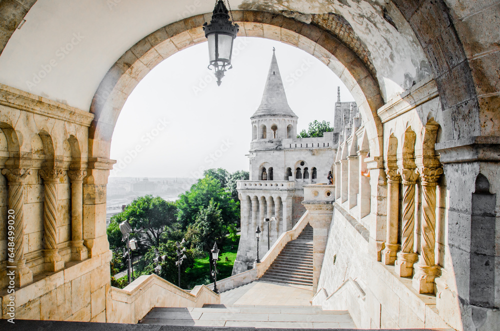 Famous Fisherman Bastion in summer, Budapest, Hungary.