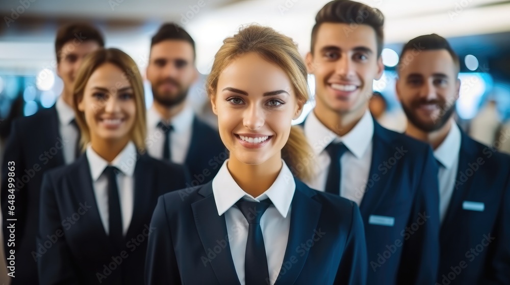 Portrait of the crew of an airplane. Portrait of the crew of an airplane.
