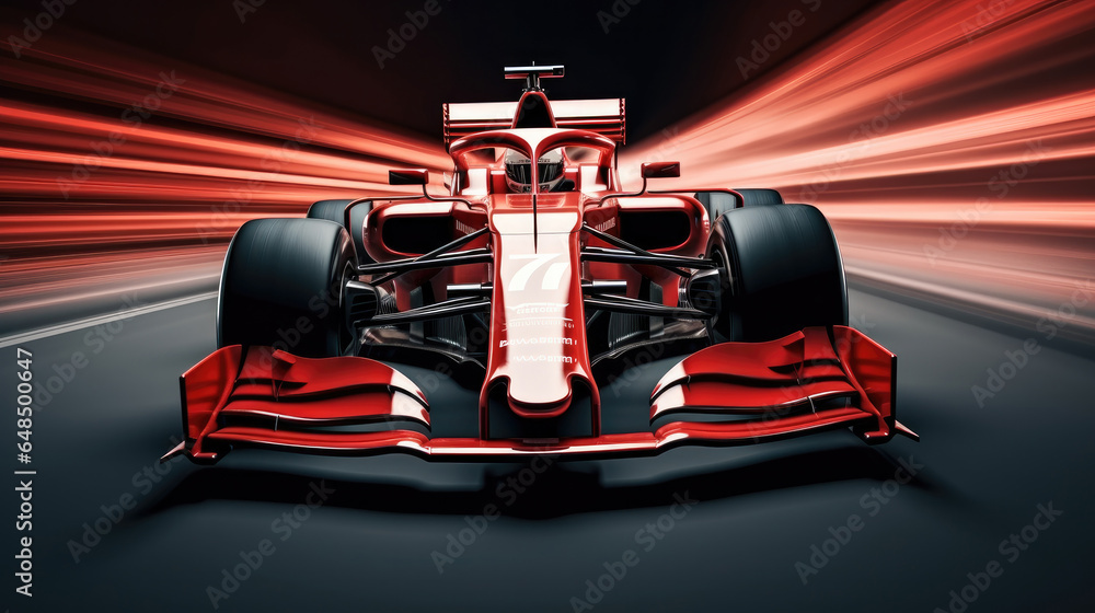 Naklejka premium Open-wheel single-seater racing car car on racetrack.