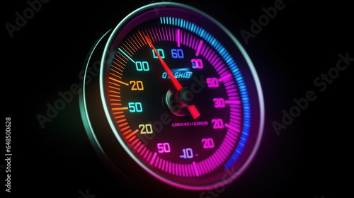 Car Gauge, speed RPM with neon effect photo