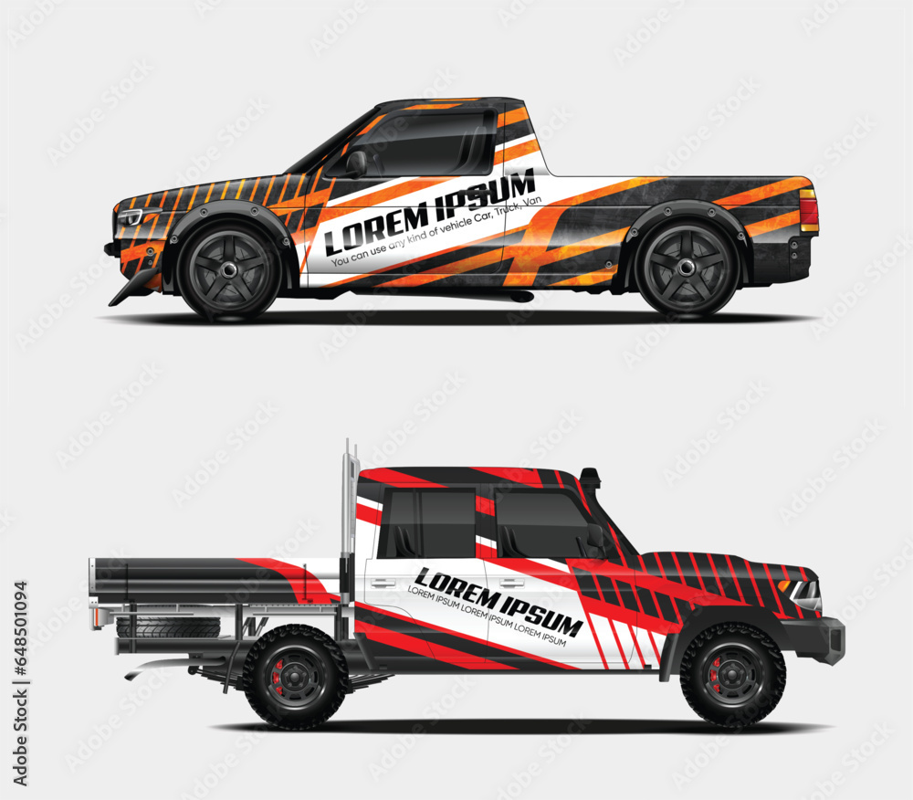 car livery design vector. Graphic abstract stripe racing background designs for wrap