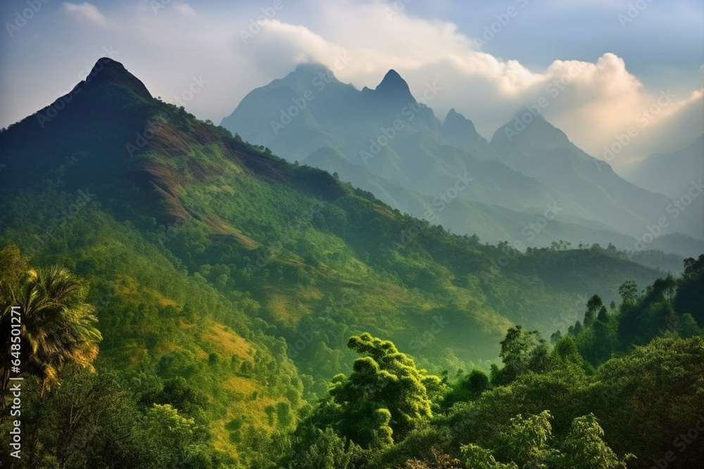 The mesmerizing allure of majestic Kerala mountains. Generative AI