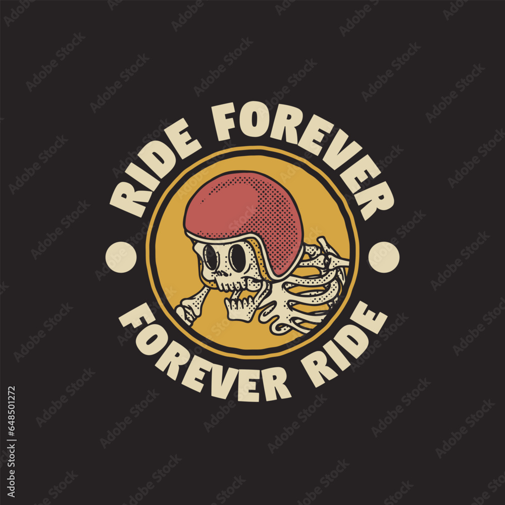 Fototapeta premium skull wearing red helmet retro cartoon emblem