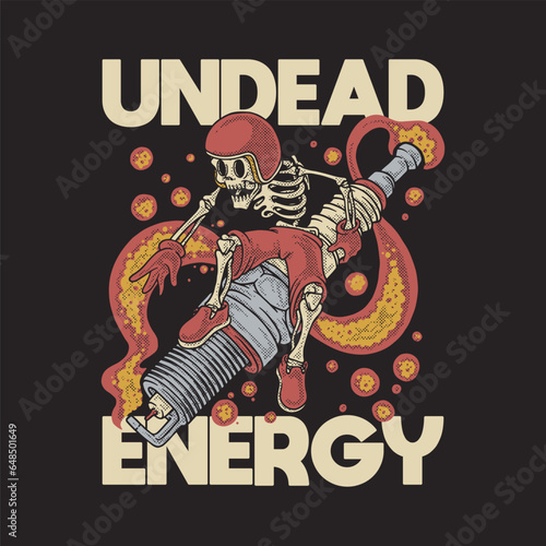 fiery spark plug skull retro cartoon emblem