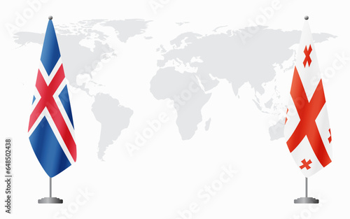 Iceland and Georgia flags for official meeting