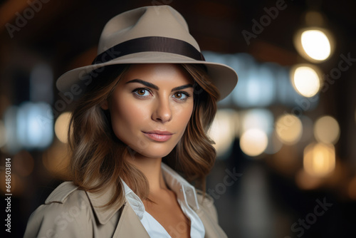 Beautiful Young European Woman Detective . Сoncept Young Women In Crime Investigation, International Detective Stories, European Women In Law Enforcement, Exploring Beauty Standards In Crime Fiction