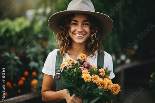 Beautiful Young European Woman Gardener . Сoncept Sustainable Gardening Tips For Young Women, European Womens Gardening Network, Young Gardeners Guide To Design © Anastasiia