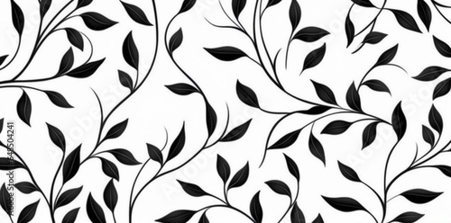 black design flower wallpaper illustration floral plant pattern decoration leaf. Generative AI.