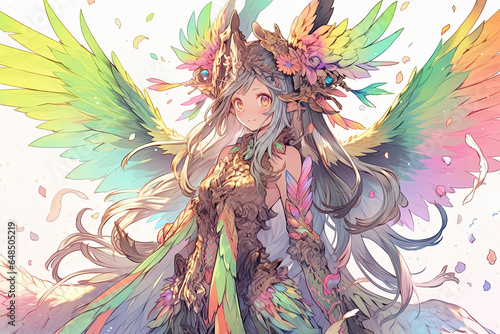 Mythical Creature Anime Girl With Scales And Wings
