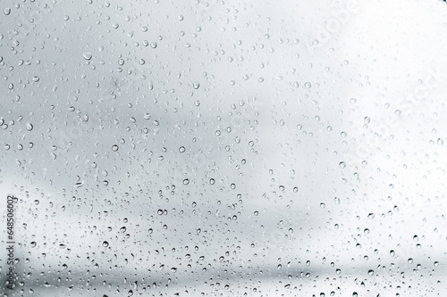 Water drops on glass in car