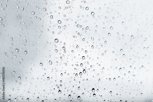 Water drops on glass in car
