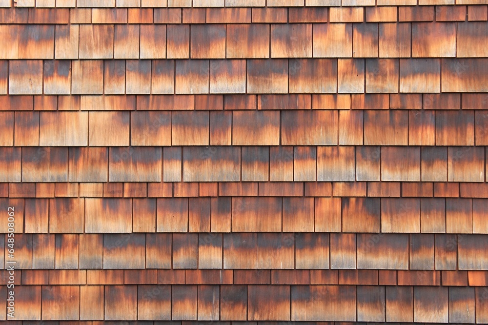 The wall is made of wooden slats. Vancouver. Canada. The wall is made of wooden slats. Vancouver. Canada.