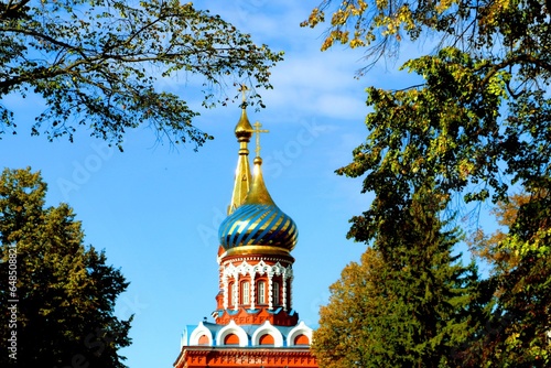 Russian Orthodox Church, golden domes against blue sky