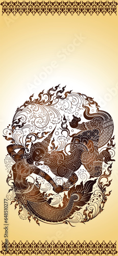 Vector illustration. Wallpaper iphone Thai art pattern or Line Thai background texture.
