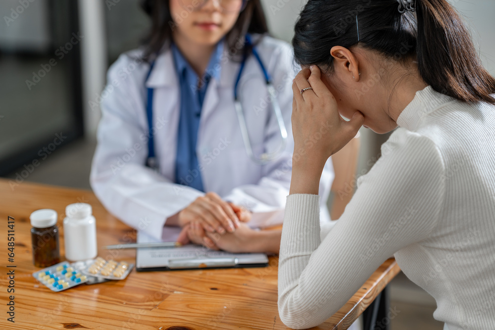 Medical staff, psychiatrists, Asian female doctors with knowledge and