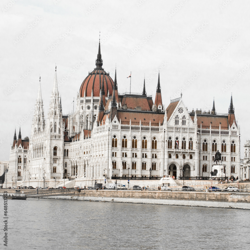 Famous Building of Hungarian Parliament in Budapest, Hungary.
