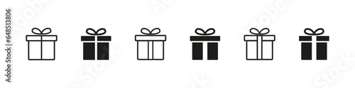 Gift box icon. Surprise present sign. Isolated gift symbol vector set.