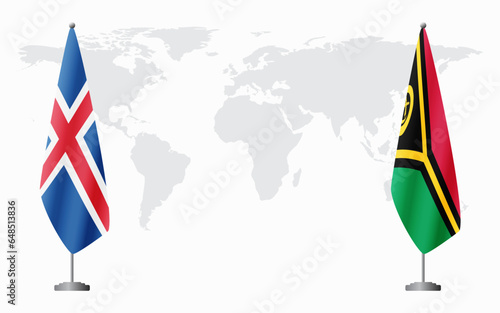 Iceland and Vanuatu flags for official meeting