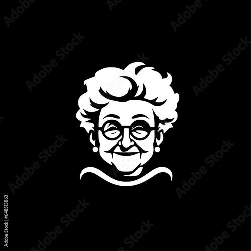 Grandma - Black and White Isolated Icon - Vector illustration
