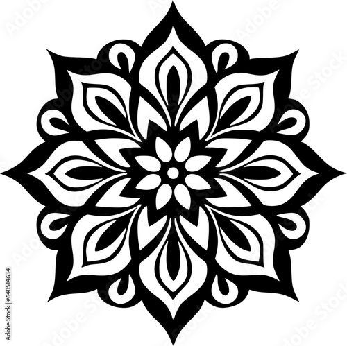 Mandala - Black and White Isolated Icon - Vector illustration