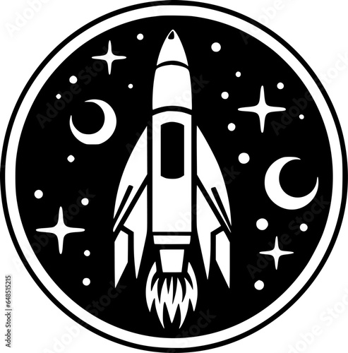 Rocket | Black and White Vector illustration