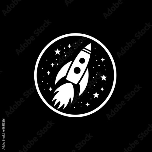 Rocket - Black and White Isolated Icon - Vector illustration