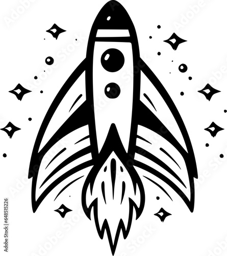 Rocket - Black and White Isolated Icon - Vector illustration