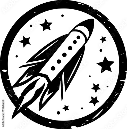 Rocket | Black and White Vector illustration