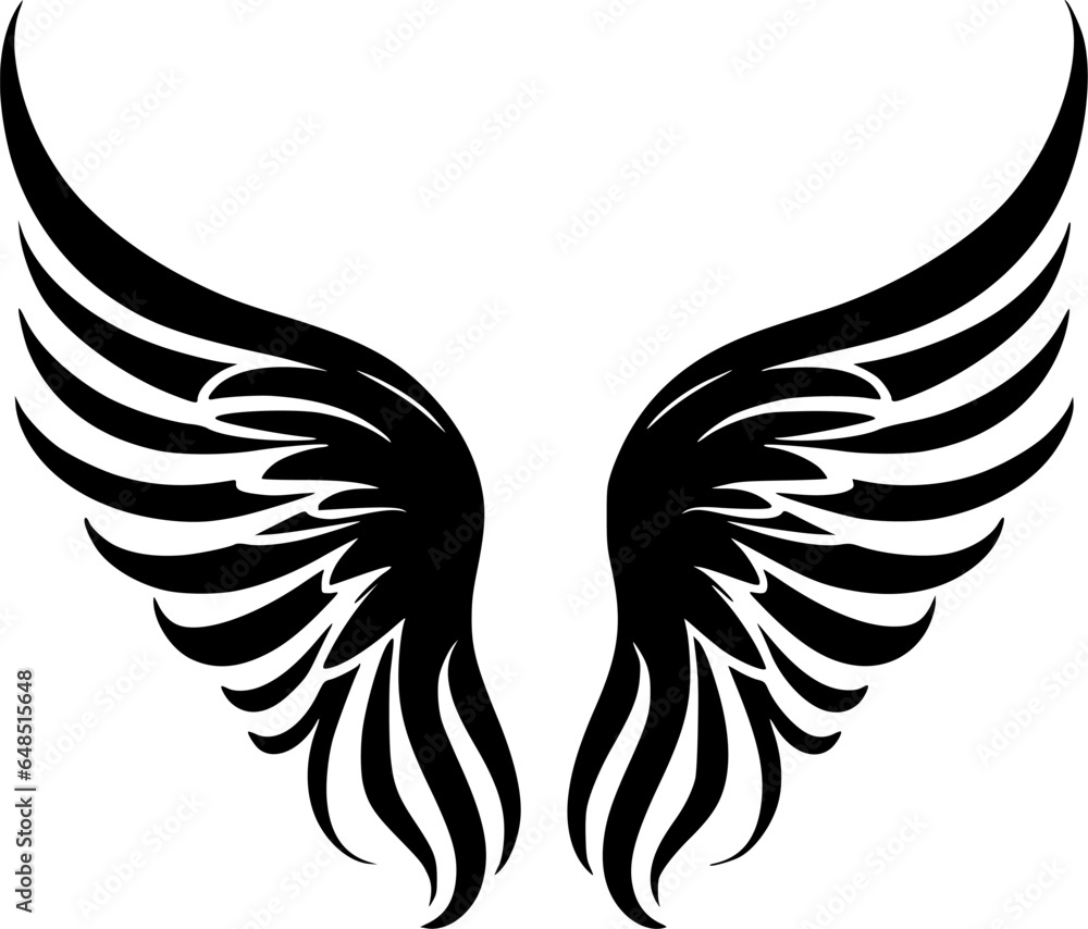 Fototapeta premium Angel Wings | Black and White Vector illustration