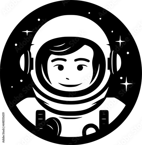 Astronaut - Black and White Isolated Icon - Vector illustration