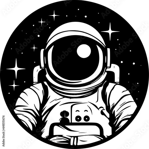 Astronaut - Black and White Isolated Icon - Vector illustration