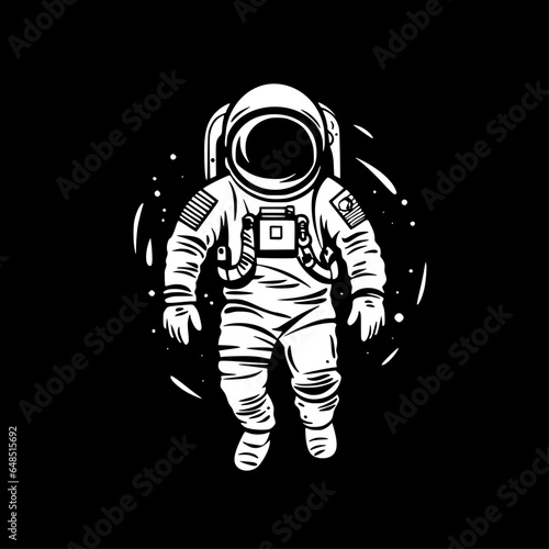 Astronaut - Black and White Isolated Icon - Vector illustration