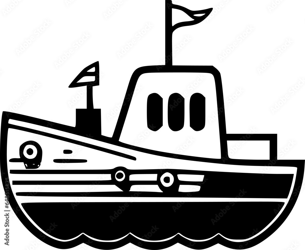 Obraz premium Boat | Minimalist and Simple Silhouette - Vector illustration