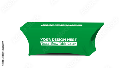 Green Trade Show Table Cover on White Background Vector Illustration.