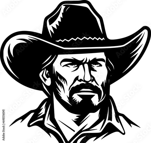 Cowboy - Black and White Isolated Icon - Vector illustration
