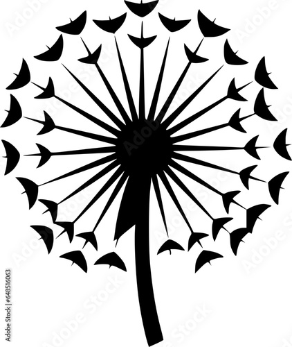 Dandelion - Black and White Isolated Icon - Vector illustration