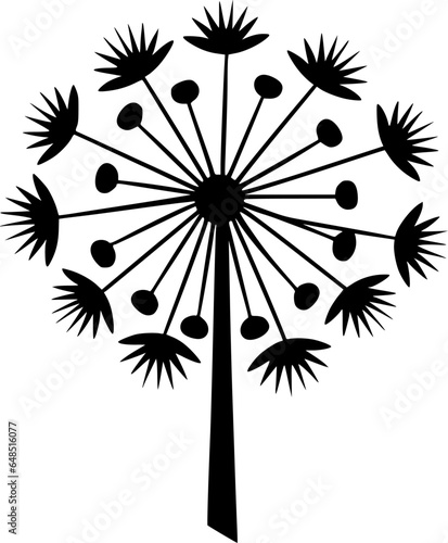 Dandelion | Black and White Vector illustration