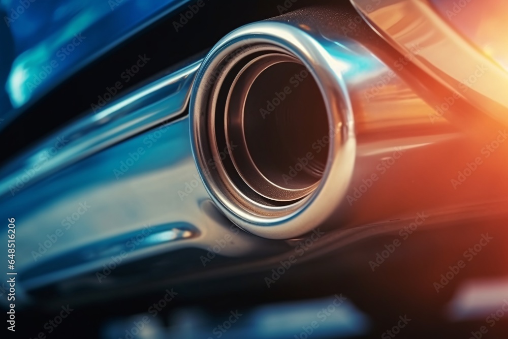 Close-up of the exhaust pipe of a modern car. Selective focus.