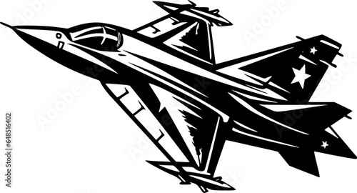 Fighter Jet | Black and White Vector illustration