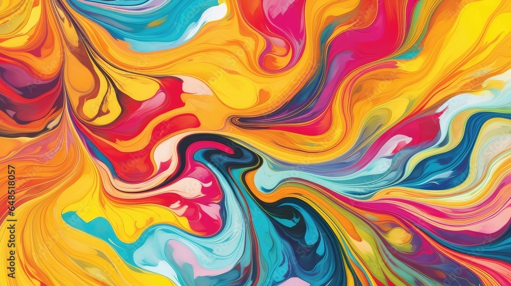 70s Retro Colors in Abstract Fluid Backgrounds with Twirling Paint