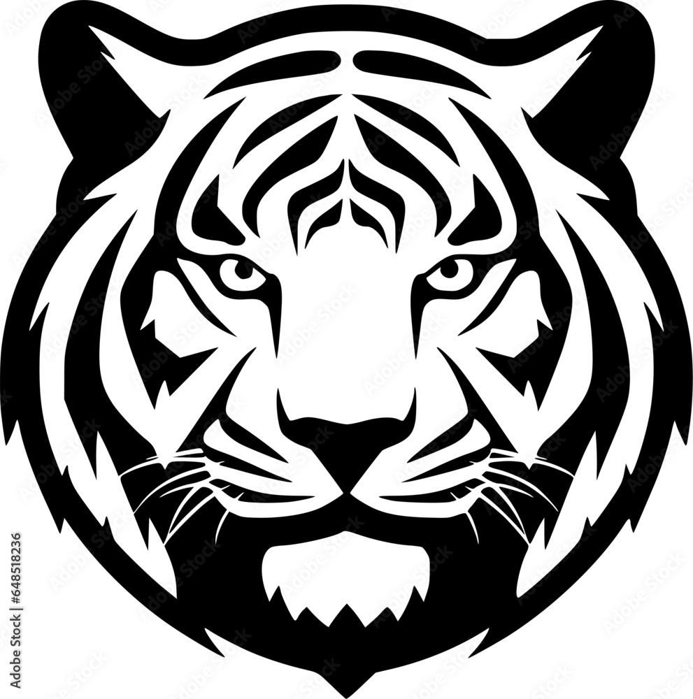 Fototapeta premium Tiger - Black and White Isolated Icon - Vector illustration