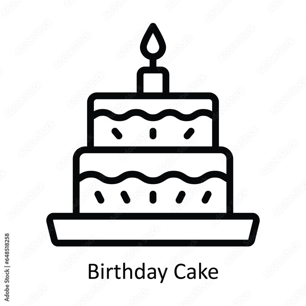 Birthday Cake vector outline Icon Design illustration. Event Management Symbol on White background EPS 10 File Birthday Cake vector outline Icon Design illustration. Event Management Symbol on White background EPS 10 File