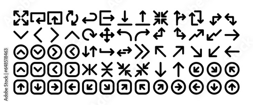 Solid Arrows Icon Set with Rounded Interface