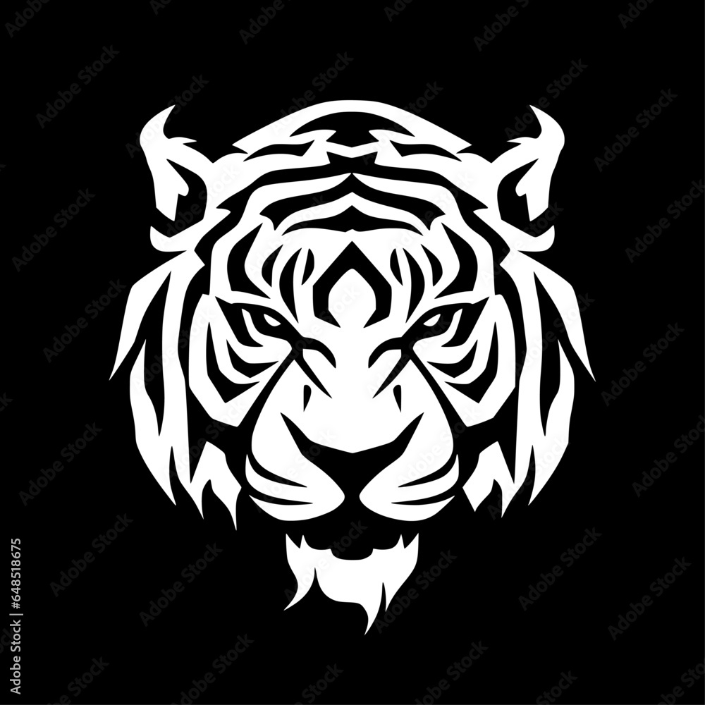 Tiger - Black and White Isolated Icon - Vector illustration Tiger - Black and White Isolated Icon - Vector illustration